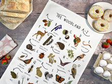 Load image into Gallery viewer, Woodland A-Z Tea Towel