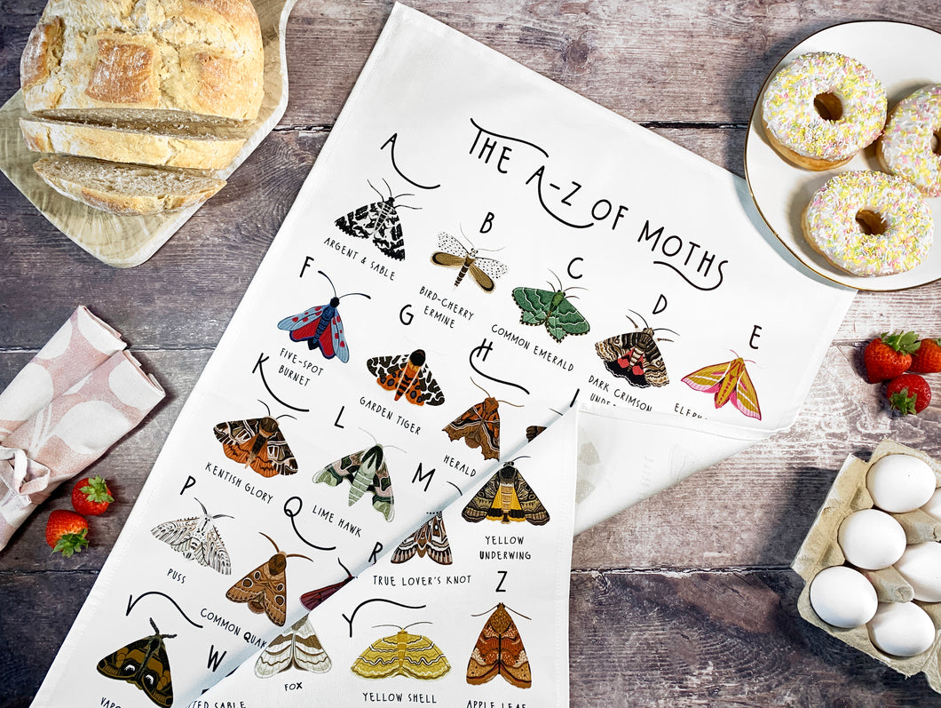 A-Z of Moths Tea Towel