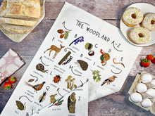 Load image into Gallery viewer, Woodland A-Z Tea Towel