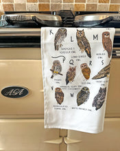 Load image into Gallery viewer, A-Z of Owls Tea Towel