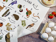 Load image into Gallery viewer, Woodland A-Z Tea Towel