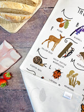 Load image into Gallery viewer, Woodland A-Z Tea Towel