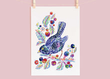 Load image into Gallery viewer, Blackbird & blackberries Print