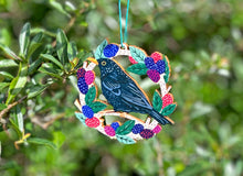 Load image into Gallery viewer, Blackbird & Blackberries Christmas Decoration