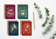 Load image into Gallery viewer, Pack of 4 Foiled Christmas Cards