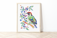 Load image into Gallery viewer, Woodpecker & Blueberries Print