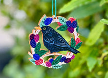 Load image into Gallery viewer, Blackbird & Blackberries Christmas Decoration