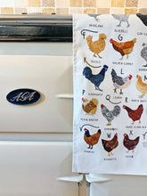 Load image into Gallery viewer, A-Z of Chickens Tea Towel
