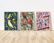 Load image into Gallery viewer, Set of 3 Birds & Fruit Prints (A Sizes)