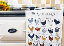 Load image into Gallery viewer, A-Z of Chickens Tea Towel