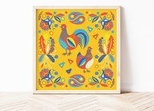 Load image into Gallery viewer, Folk Chickens Print