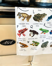Load image into Gallery viewer, A-Z of Frogs Tea Towel