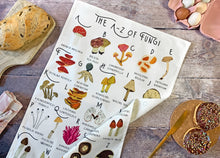 Load image into Gallery viewer, A-Z of Fungi Tea Towel