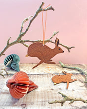 Load image into Gallery viewer, Wooden Hare Christmas Decoration