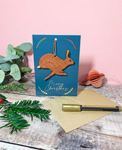 Load image into Gallery viewer, Wooden Hare Christmas Decoration