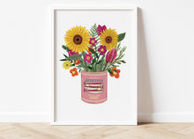 Load image into Gallery viewer, Sunflowers in a vintage Anchovies tin Print