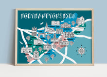 Load image into Gallery viewer, Northamptonshire Illustrated Map
