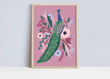 Load image into Gallery viewer, The peacock & The Peonies Print