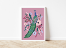 Load image into Gallery viewer, The peacock & The Peonies Print