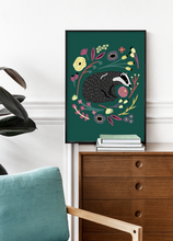 Load image into Gallery viewer, The Badger & The Flowers Print