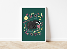 Load image into Gallery viewer, The Badger & The Flowers Print