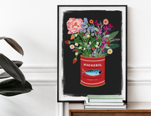 Load image into Gallery viewer, Flower posy in a vintage Mackerel tin Print