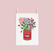 Load image into Gallery viewer, Flower posy in a vintage Mackerel tin Print