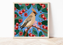 Load image into Gallery viewer, Waxwing and Cherries Print