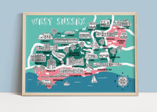 Load image into Gallery viewer, West Sussex Illustrated Map