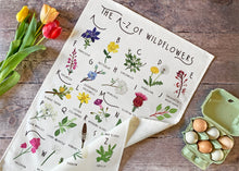 Load image into Gallery viewer, A-Z of Wildflowers Tea Towel