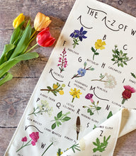 Load image into Gallery viewer, A-Z of Wildflowers Tea Towel

