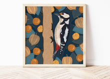 Load image into Gallery viewer, Woodpecker and Physalis Print