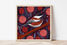 Load image into Gallery viewer, Chickadee and Pomegranates Print