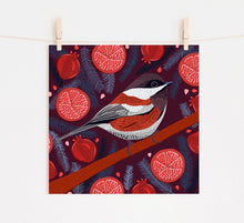 Load image into Gallery viewer, Chickadee and Pomegranates Print