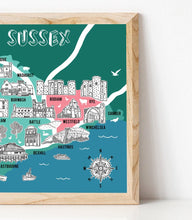 Load image into Gallery viewer, East Sussex Illustrated Map
