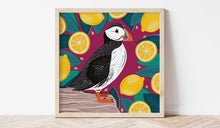 Load image into Gallery viewer, Puffin and Lemons Print