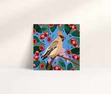 Load image into Gallery viewer, Waxwing And Cherries Card