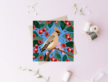 Load image into Gallery viewer, Waxwing And Cherries Card