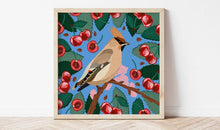 Load image into Gallery viewer, Waxwing and Cherries Print