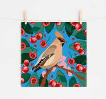 Load image into Gallery viewer, Waxwing and Cherries Print