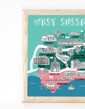 Load image into Gallery viewer, West Sussex Illustrated Map