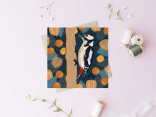 Load image into Gallery viewer, Woodpecker and Physalis Card