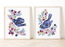 Load image into Gallery viewer, Set of 2 Blackbird and Blackberries Prints
