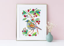Load image into Gallery viewer, Dunnock &amp; Raspberries Print
