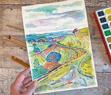 Load image into Gallery viewer, The Pigeon at Hambledon Hill Original Painting
