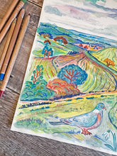 Load image into Gallery viewer, The Pigeon at Hambledon Hill Original Painting
