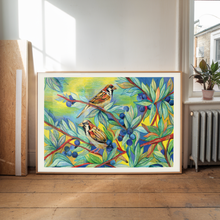 Load image into Gallery viewer, Limited Edition Sparrows &amp; Blueberries Print
