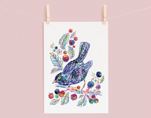 Load image into Gallery viewer, Blackbird &amp; blackberries Print

