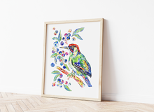 Load image into Gallery viewer, Woodpecker &amp; Blueberries Print
