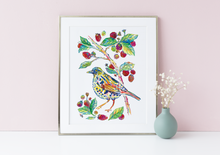 Load image into Gallery viewer, Dunnock &amp; Raspberries Print
